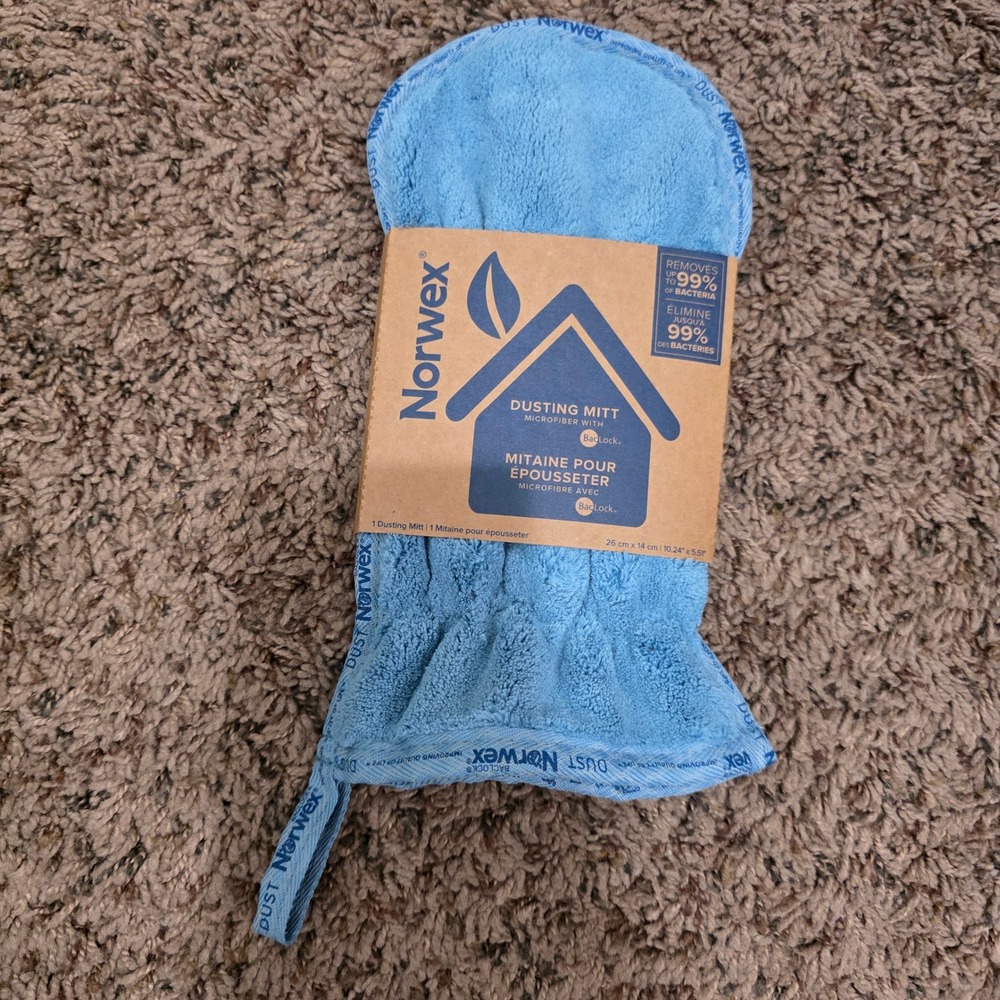 Norwex Dusting Mitt Teal Microfiber with BacLock Technology New Cleaning Tool